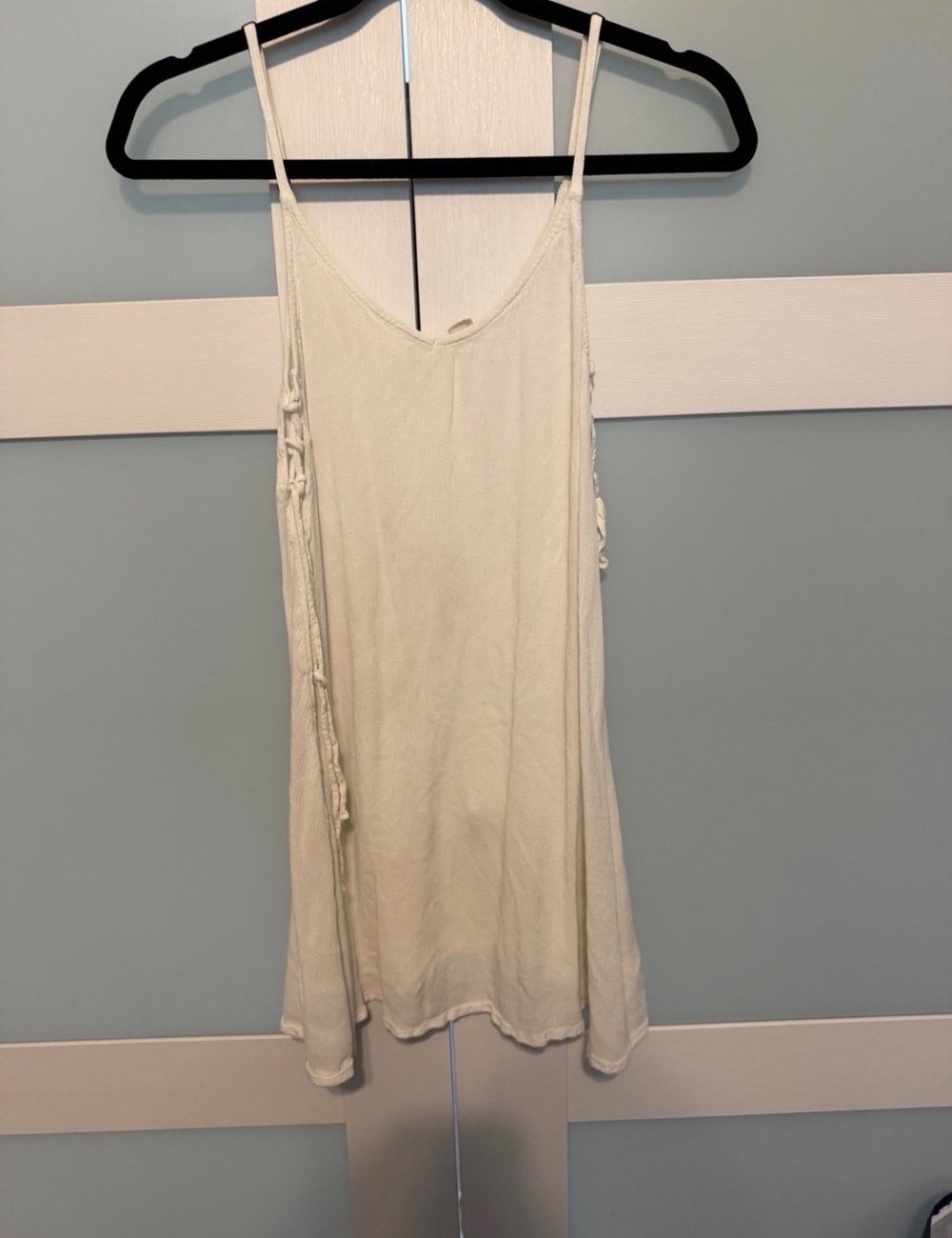 Roxy White Crinkle Gauze Lace-Up Side Spaghetti